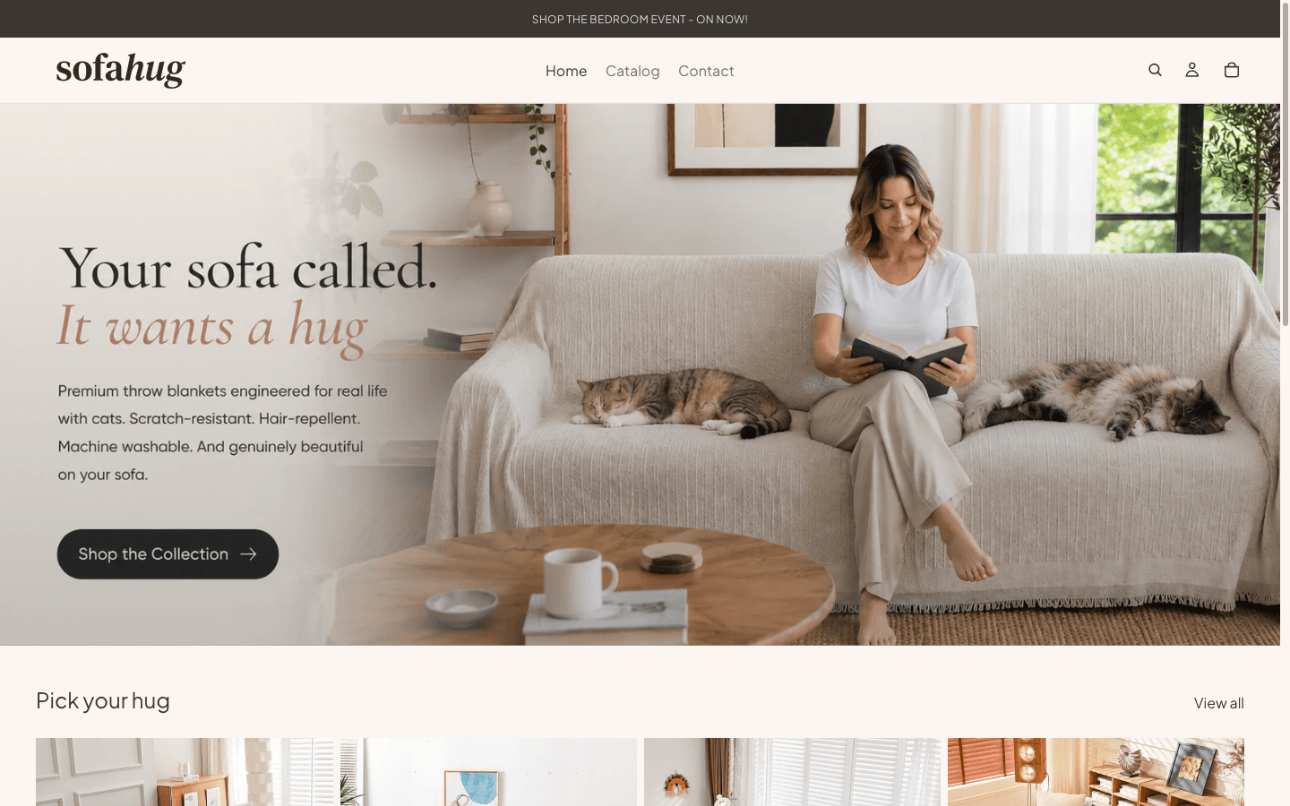 sofahug.com homepage